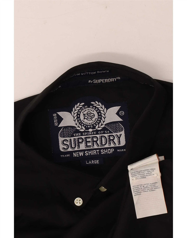 Superdry Mens Shirt Large Black Cotton