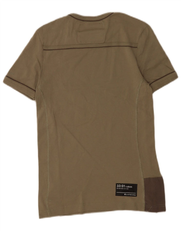 G-Star Mens Graphic T-Shirt Top Small Khaki Cotton