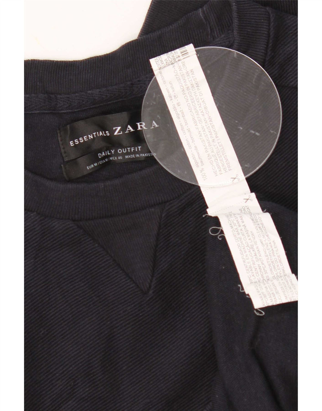 Zara Mens Sweatshirt Jumper Medium Navy Blue Cotton