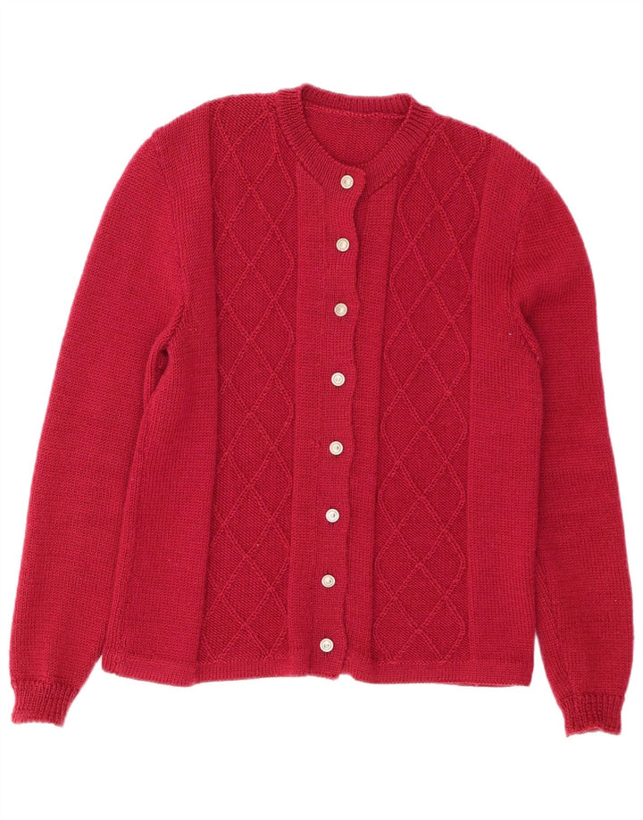 VINTAGE Womens Cardigan Sweater UK 14 Medium Red