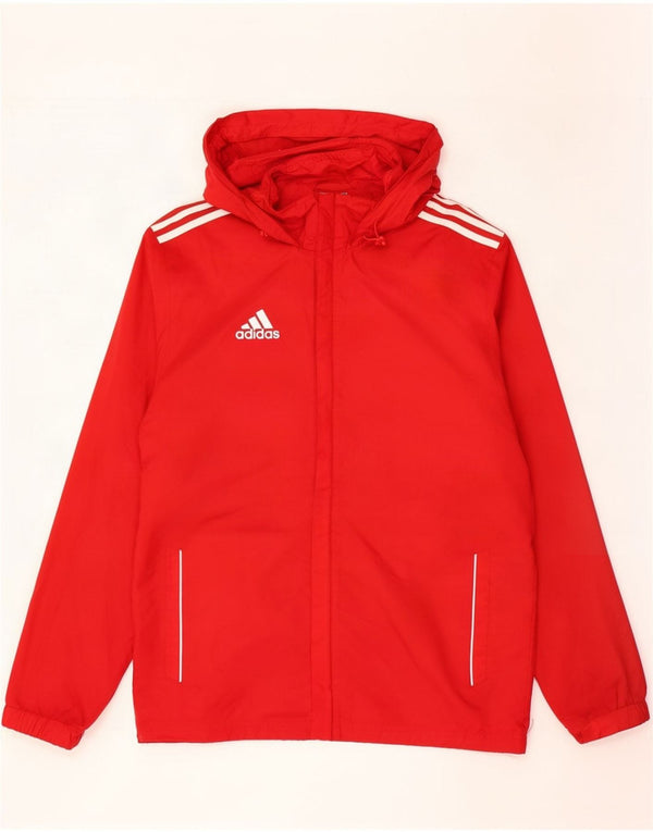 Adidas Mens Hooded Rain Jacket UK 38/40 Medium Red Nylon