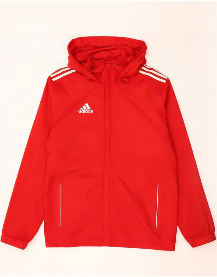 Adidas Mens Hooded Rain Jacket UK 38/40 Medium Red Nylon