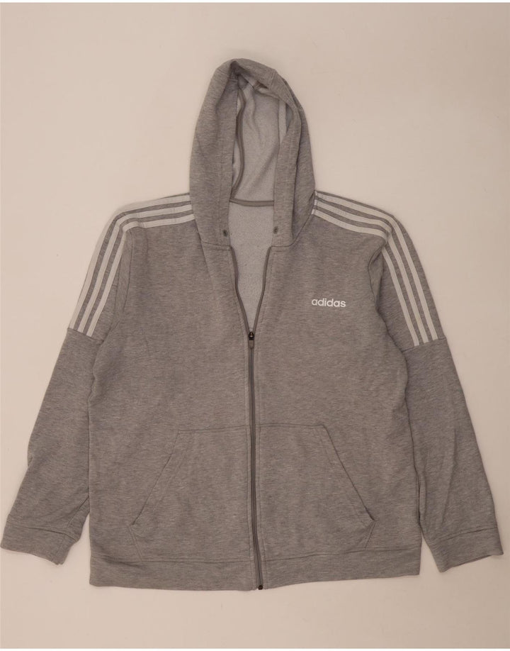 Adidas Mens Zip Hoodie Sweater XL Grey Polyester