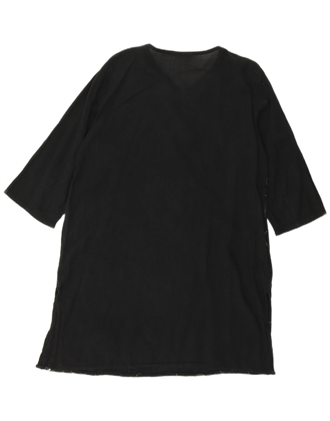 VINTAGE Womens 3/4 Sleeve Tunic Dress UK 18 XL Black Floral