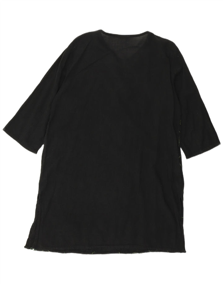 VINTAGE Womens 3/4 Sleeve Tunic Dress UK 18 XL Black Floral