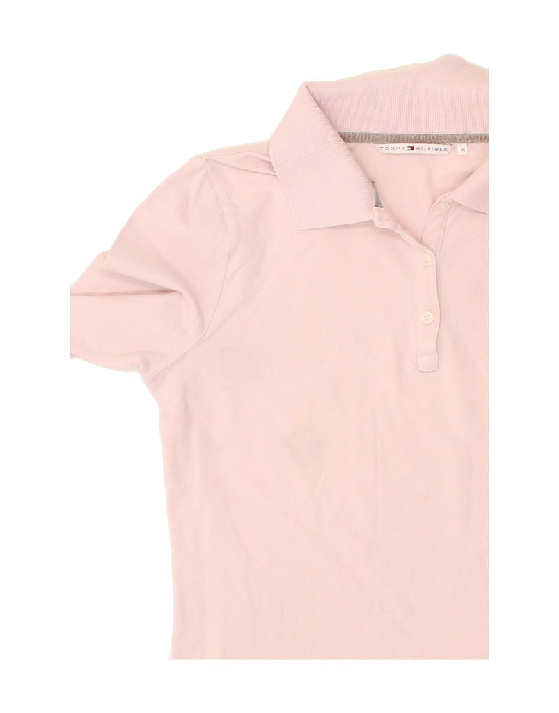 TOMMY HILFIGER Womens 3/4 Sleeve Polo Shirt UK 12 Medium Pink Cotton | Vintage Tommy Hilfiger | Thrift | Second-Hand Tommy Hilfiger | Used Clothing | Messina Hembry 