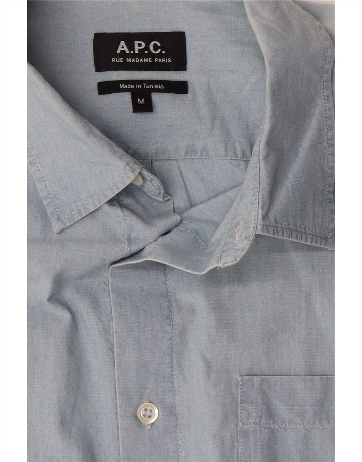 A.P.C Mens Short Sleeve Shirt Medium Blue