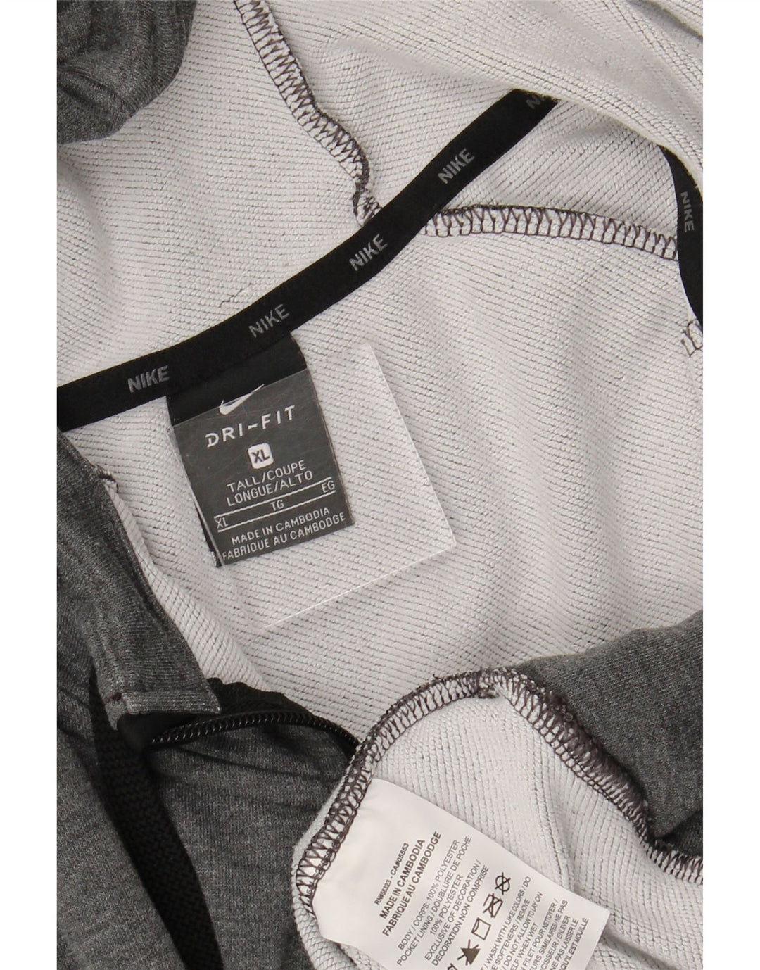 NIKE Mens Dri Fit Zip Hoodie Sweater XL Grey Polyester