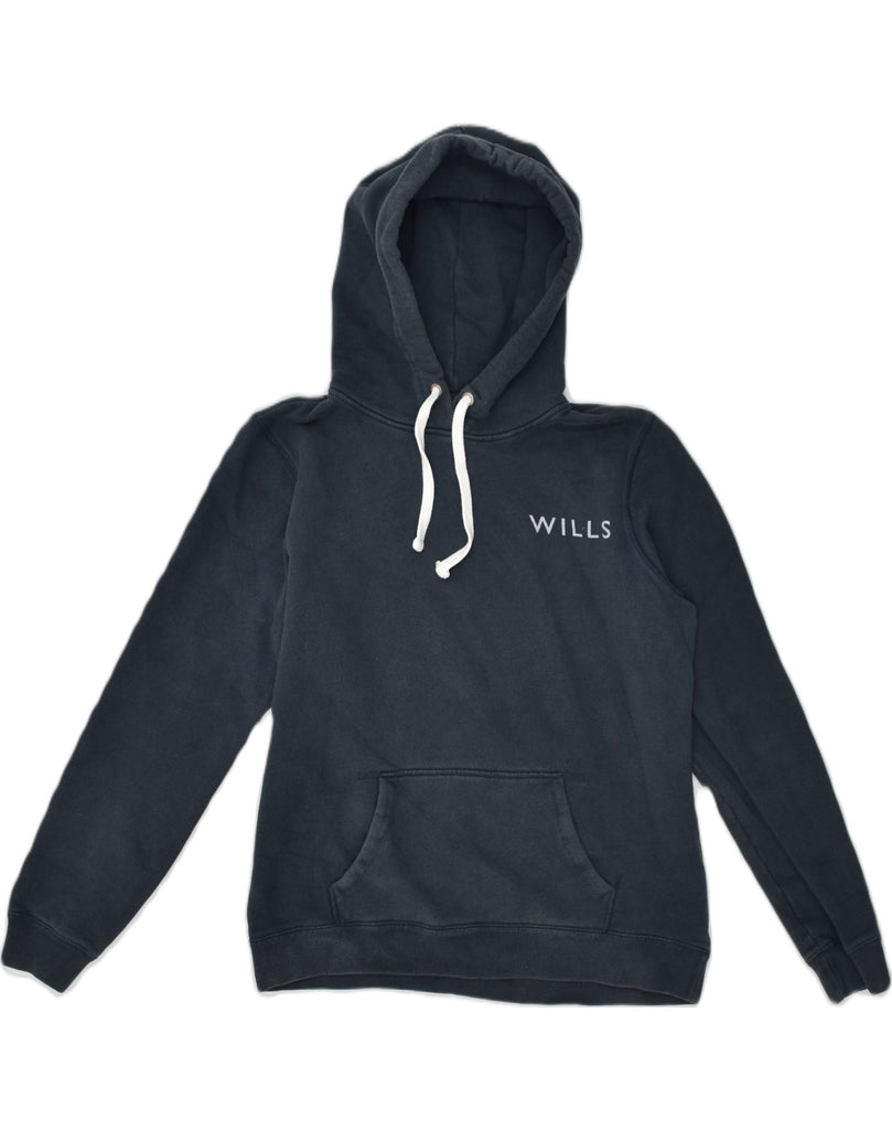 JACK WILLS Womens Graphic Hoodie Jumper UK 14 Large  Navy Blue Cotton | Vintage Jack Wills | Thrift | Second-Hand Jack Wills | Used Clothing | Messina Hembry 