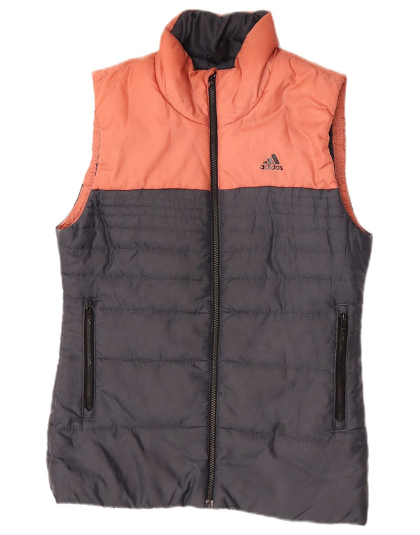 Adidas Womens Padded Gilet UK 10 Small Grey Colourblock Polyester