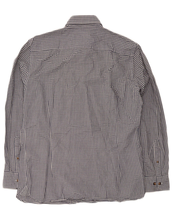 Hackett Mens Shirt Large Navy Blue Gingham Cotton