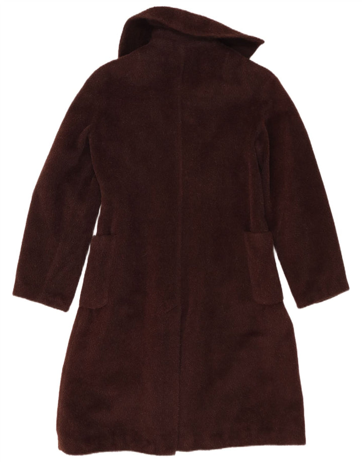 Vintage Womens Faux Fur Overcoat EU 40 Medium Brown