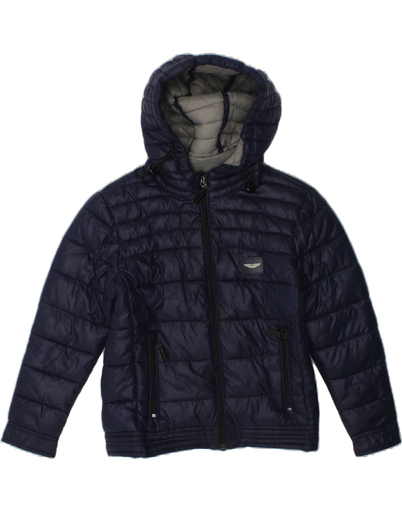 ASTON MARTIN Boys Hooded Padded Jacket 3-4 Years Navy Blue Nylon | Vintage Aston Martin | Thrift | Second-Hand Aston Martin | Used Clothing | Messina Hembry 