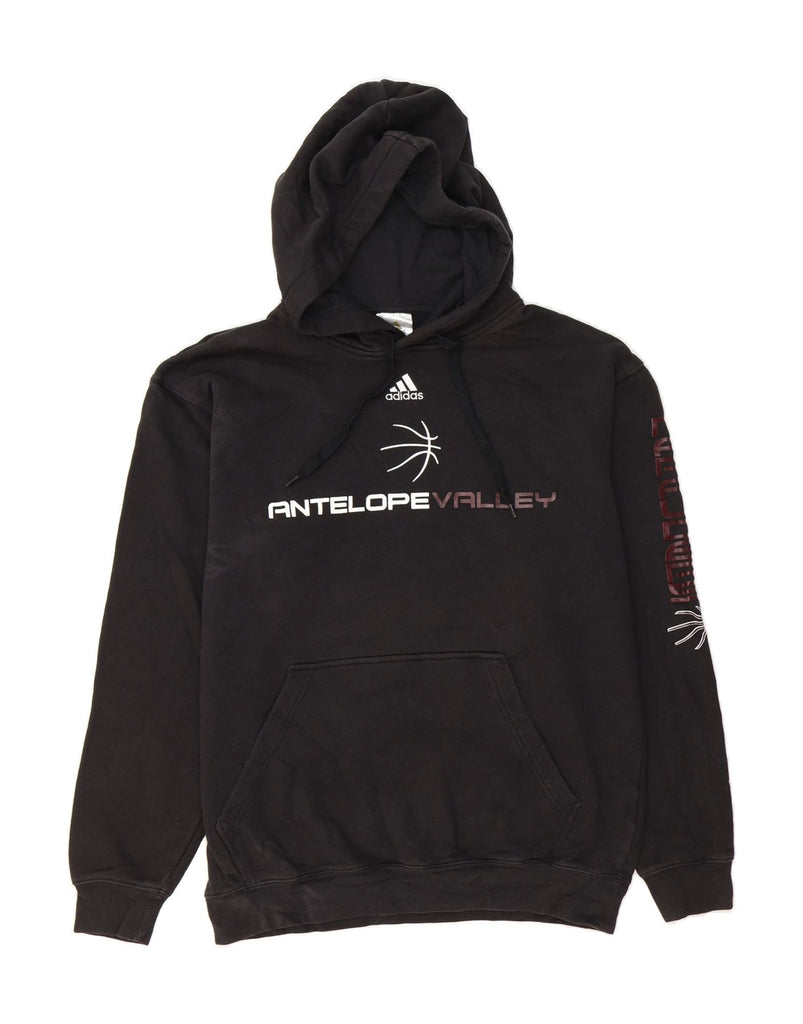 ADIDAS Mens Graphic Hoodie Jumper Medium Black Cotton Vintage Adidas and Second-Hand Adidas from Messina Hembry 