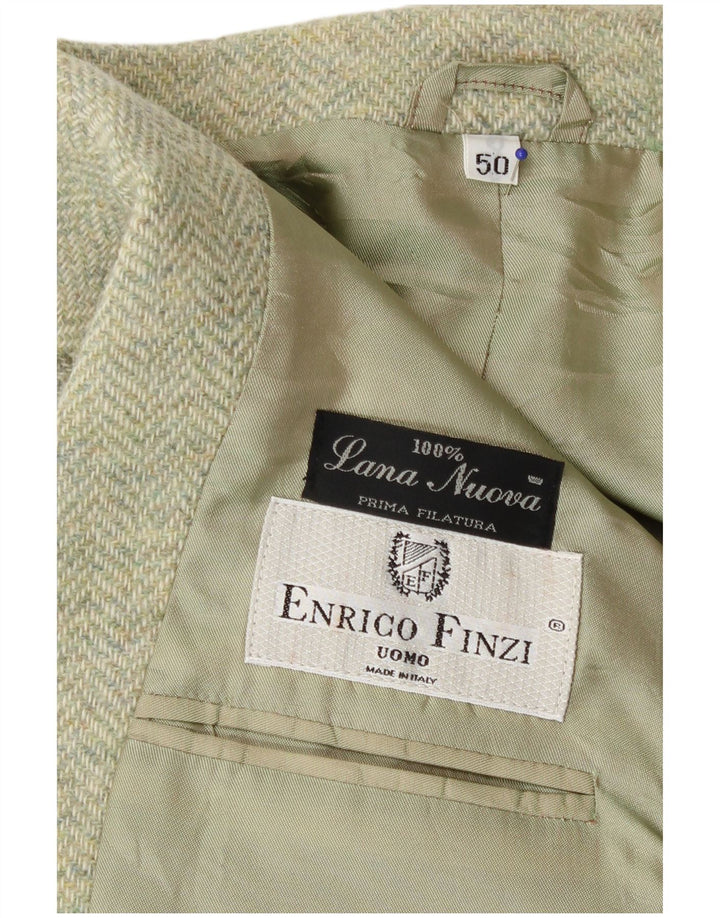 Enrico Finzi Mens 2 Button Blazer Jacket IT 50 Large Green Herringbone
