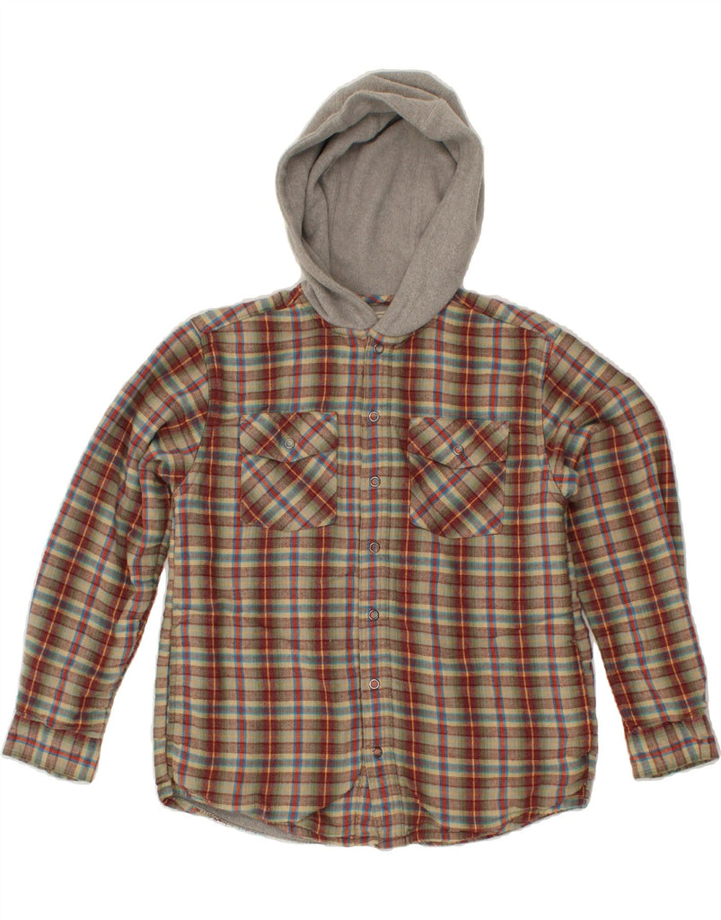 L.L.BEAN Boys Overshirt Hooded Shirt 10-11 Years Medium  Brown Check | Vintage L.L.Bean | Thrift | Second-Hand L.L.Bean | Used Clothing | Messina Hembry 