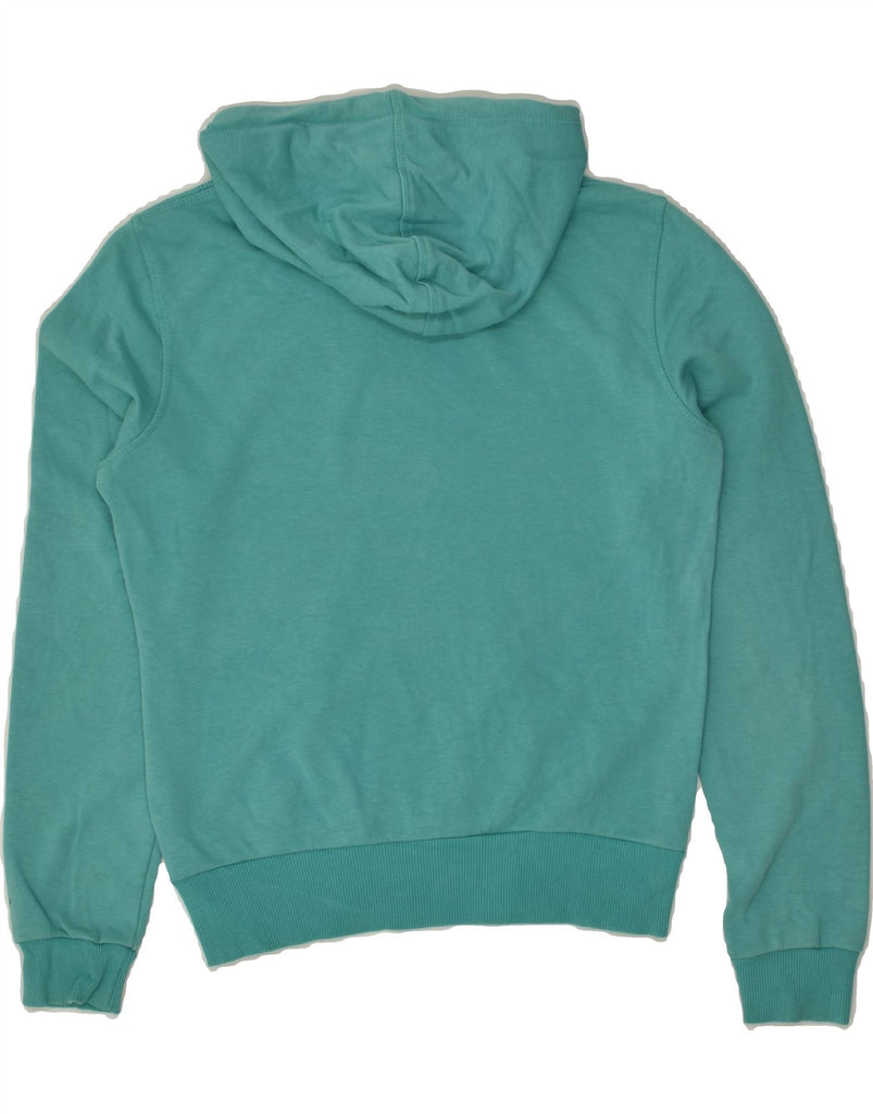 PUMA Womens Graphic Hoodie Jumper UK 10 Small Turquoise Cotton | Vintage Puma | Thrift | Second-Hand Puma | Used Clothing | Messina Hembry 