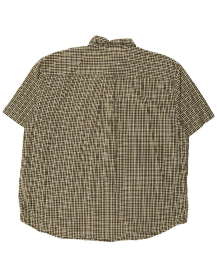 EDDIE BAUER Mens Short Sleeve Shirt 2XL Khaki Check Cotton