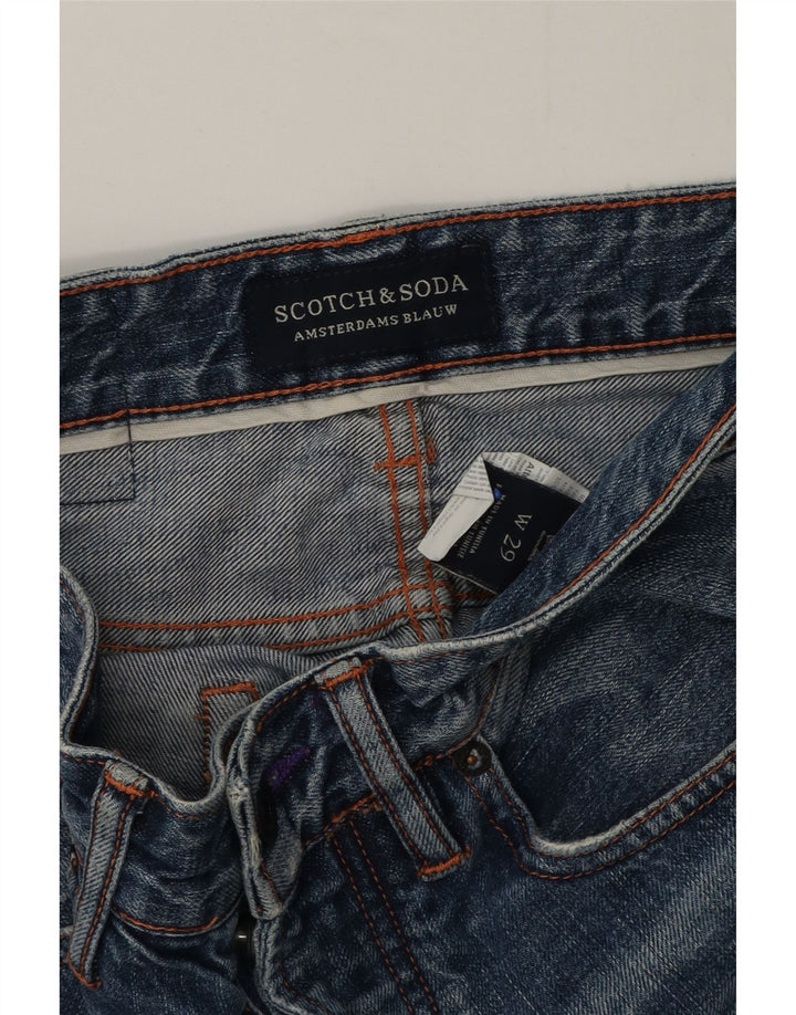 Scotch & Soda Mens Distressed Denim Shorts W29 Small Blue Cotton