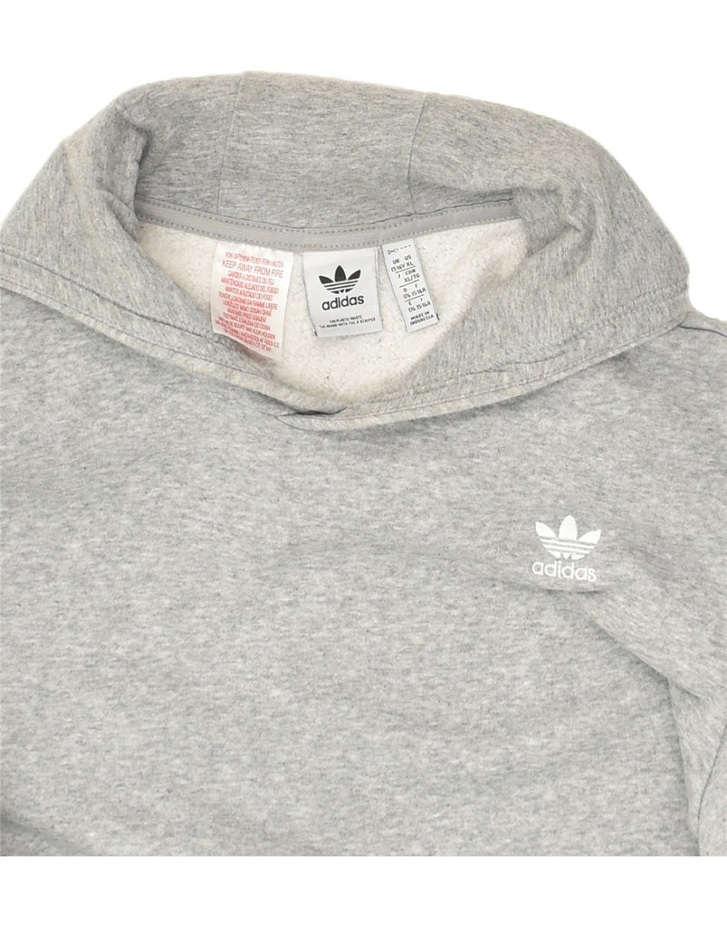 ADIDAS Boys Hoodie Jumper 15-16 Years Grey Cotton | Vintage Adidas | Thrift | Second-Hand Adidas | Used Clothing | Messina Hembry 