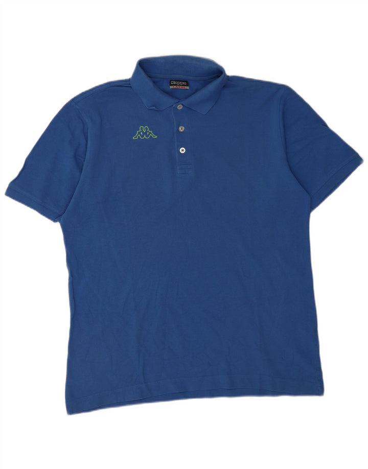 Kappa Mens Graphic Polo Shirt Large Blue Cotton