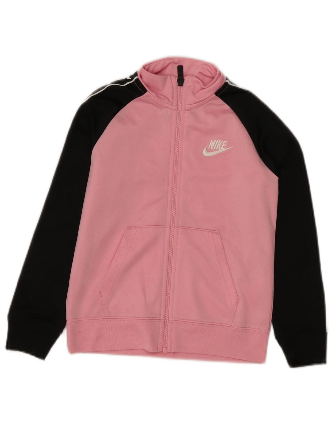 Nike Girls Tracksuit Top Jacket 5-6 Years Medium Pink Colourblock Polyester