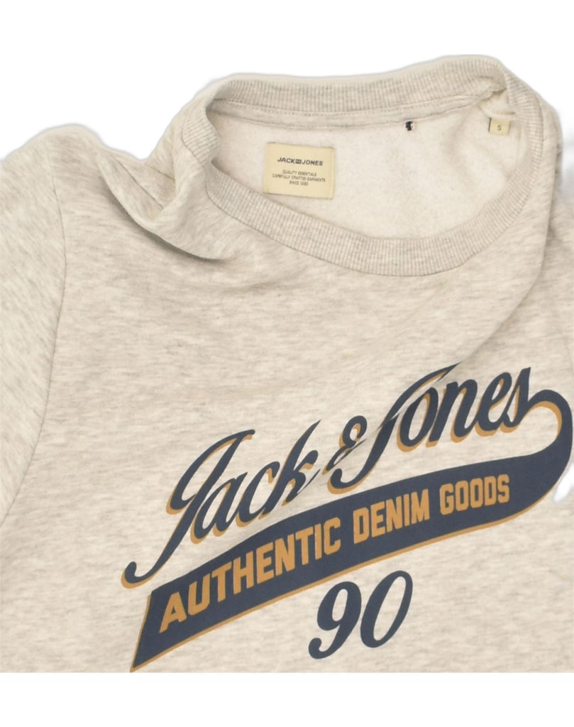 JACK & JONES Mens Graphic Sweatshirt Jumper Small Grey Cotton | Vintage Jack & Jones | Thrift | Second-Hand Jack & Jones | Used Clothing | Messina Hembry 