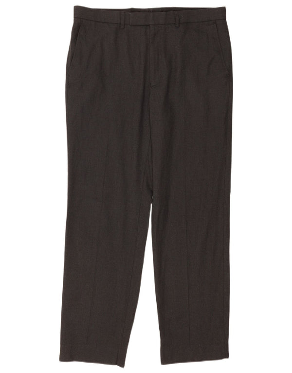 Marks & Spencer Mens Straight Suit Trousers W34 L31 Grey Polyester