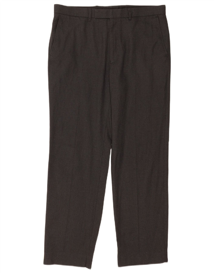 Marks & Spencer Mens Straight Suit Trousers W34 L31 Grey Polyester