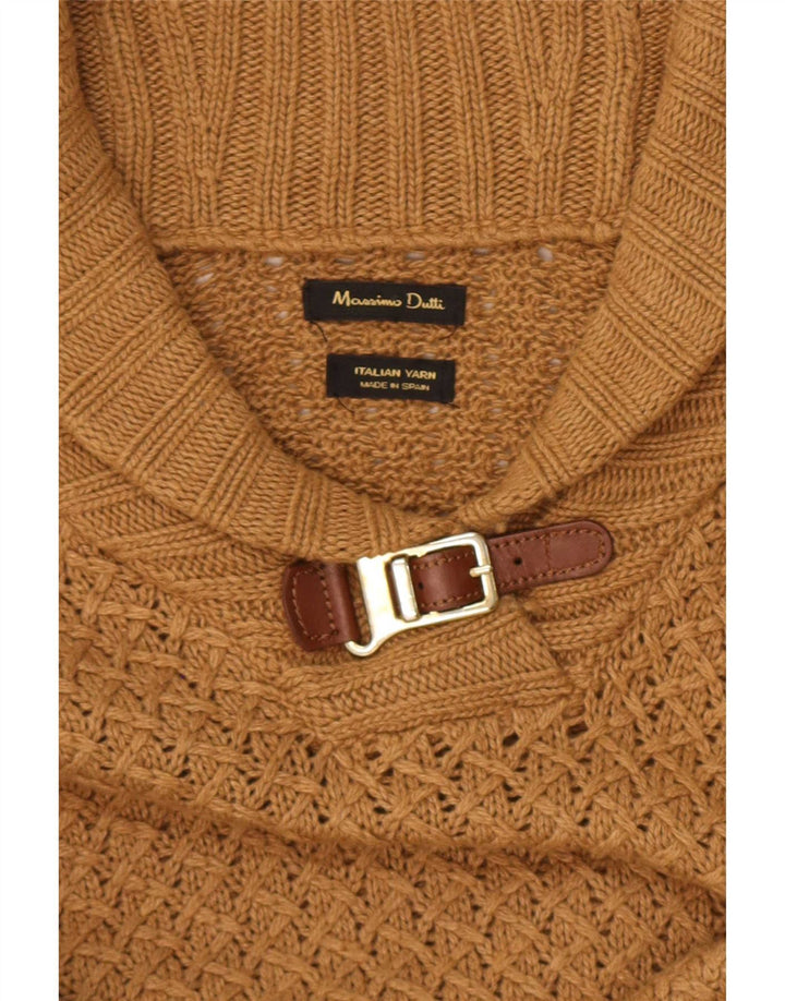Massimo Dutti Womens Poncho Jumper UK 10 Small Beige Wool