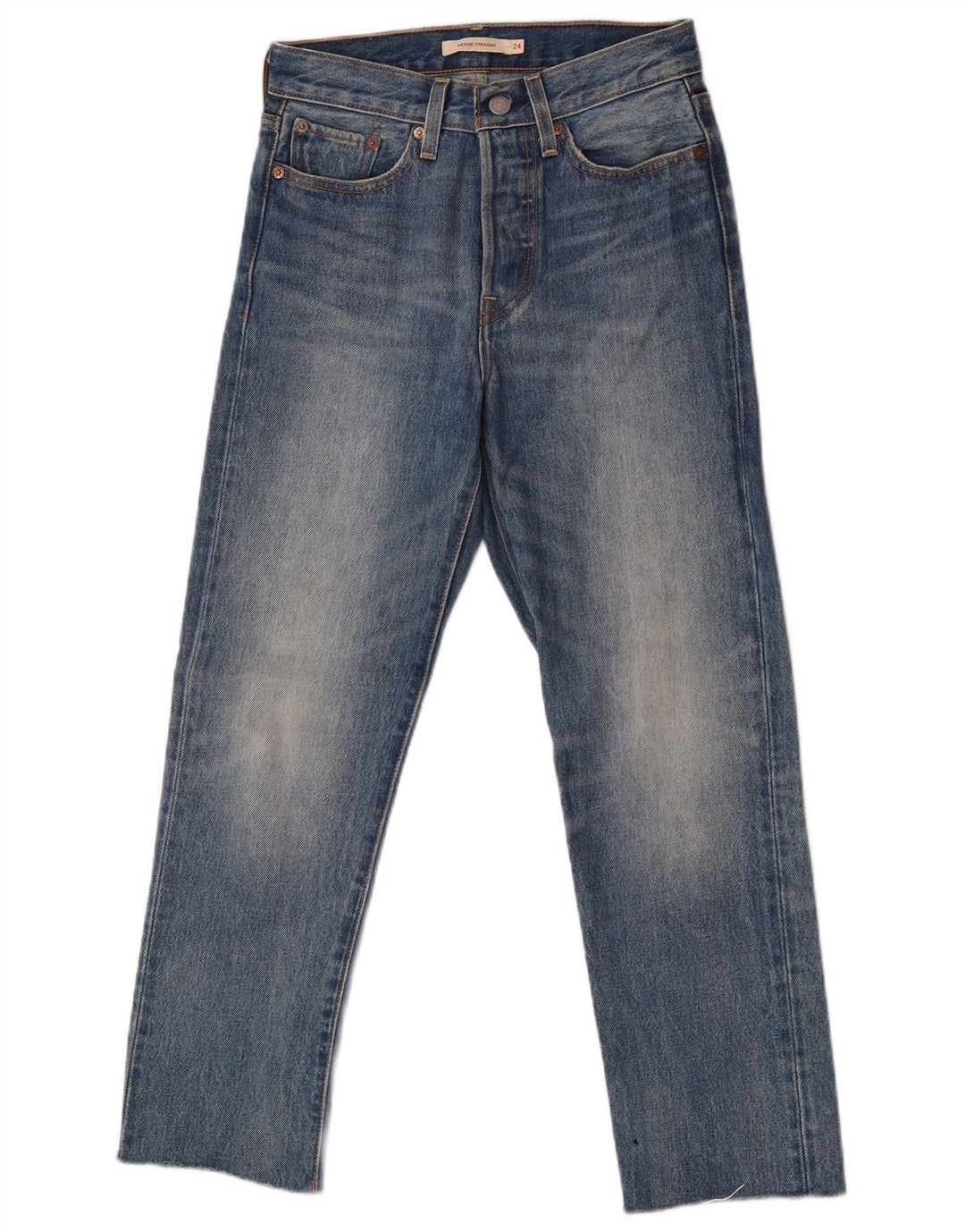 Levi's Womens Wedge Straight Jeans W24 L26 Blue Cotton