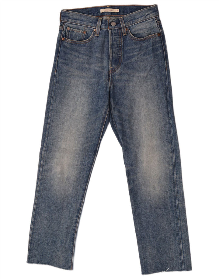 Levi's Womens Wedge Straight Jeans W24 L26 Blue Cotton
