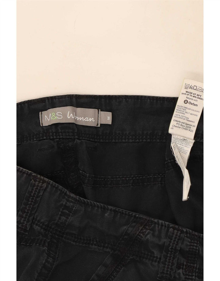 Marks & Spencer Womens Straight Cargo Trousers Medium W34 L30 Black Cotton