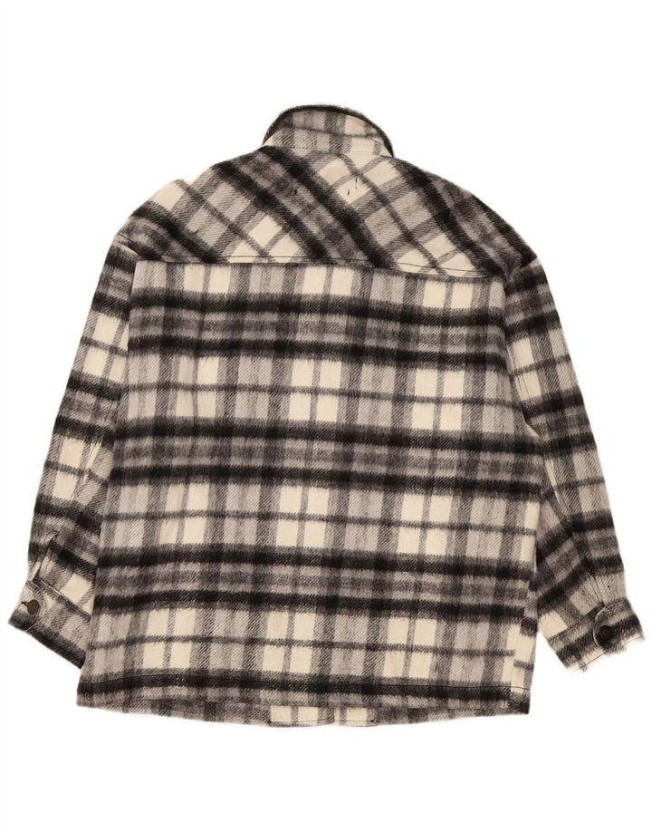 Zara Womens Oversized Overshirt Flannel Shirt UK 10 Small Grey Check