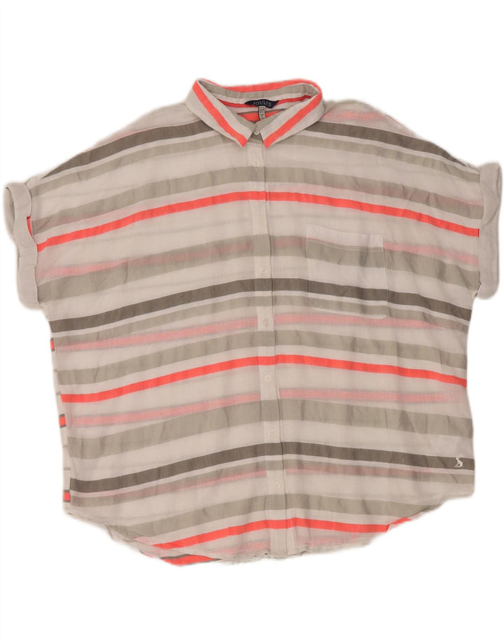 Joules Womens Short Sleeve Shirt UK 14 Large Multicoloured Striped