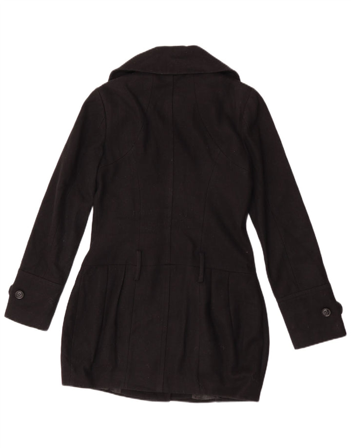 Topshop Womens Overcoat UK 8 Small Black Wool