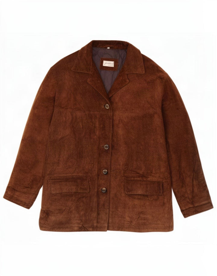 Vintage Womens Oversized Suede Jacket IT 42 Medium Brown