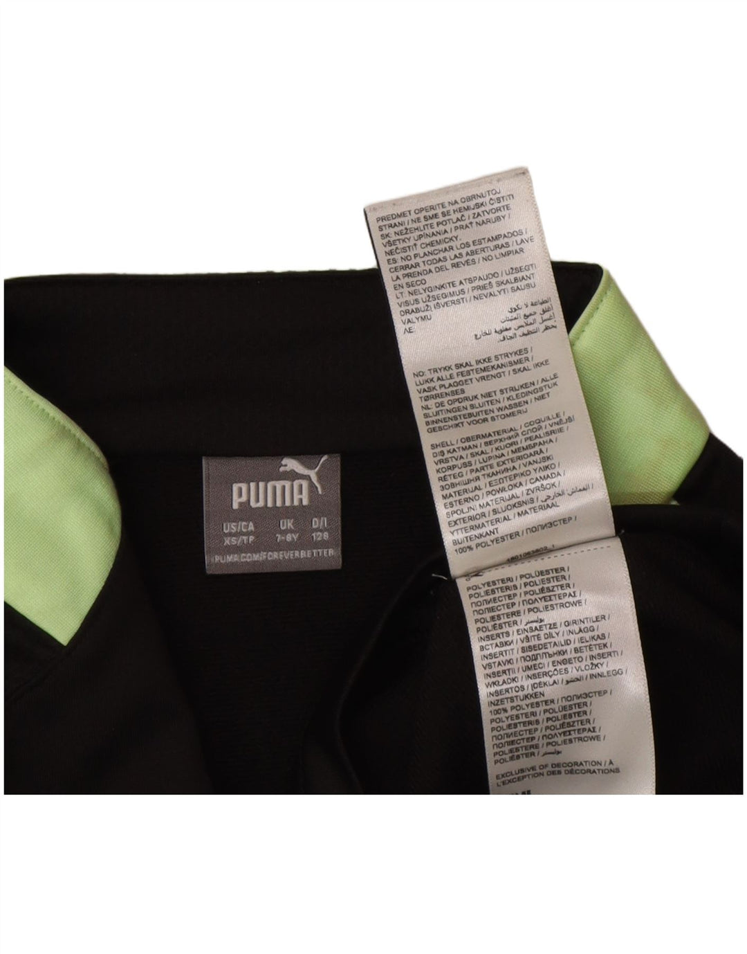 Puma Boys Zip Neck Pullover Tracksuit Top 7-8 Years Black Colourblock