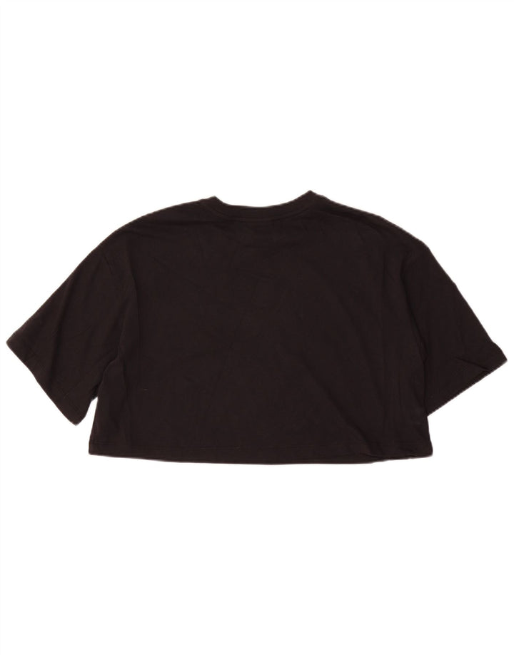 NIKE Womens Crop T-Shirt Top UK 14 Medium Black Cotton