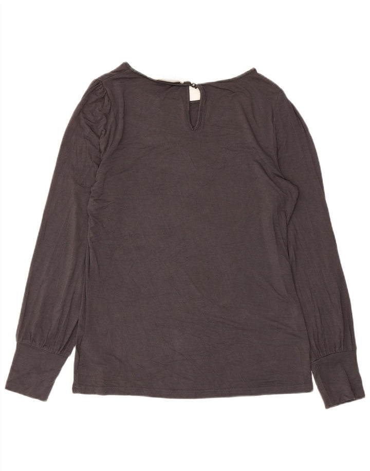 Oasis Womens Long Sleeve Blouse Top UK 10 Small Grey Viscose