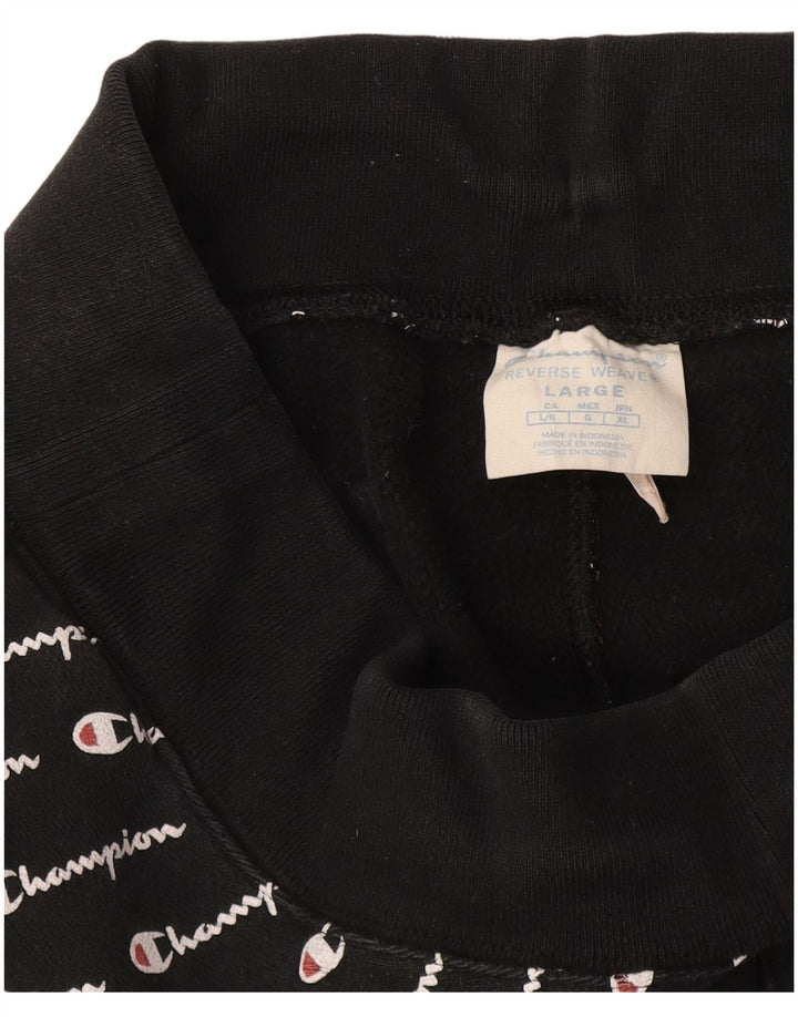 Champion Mens Reverse Weave Graphic Tracksuit Trousers Joggers Large  Black