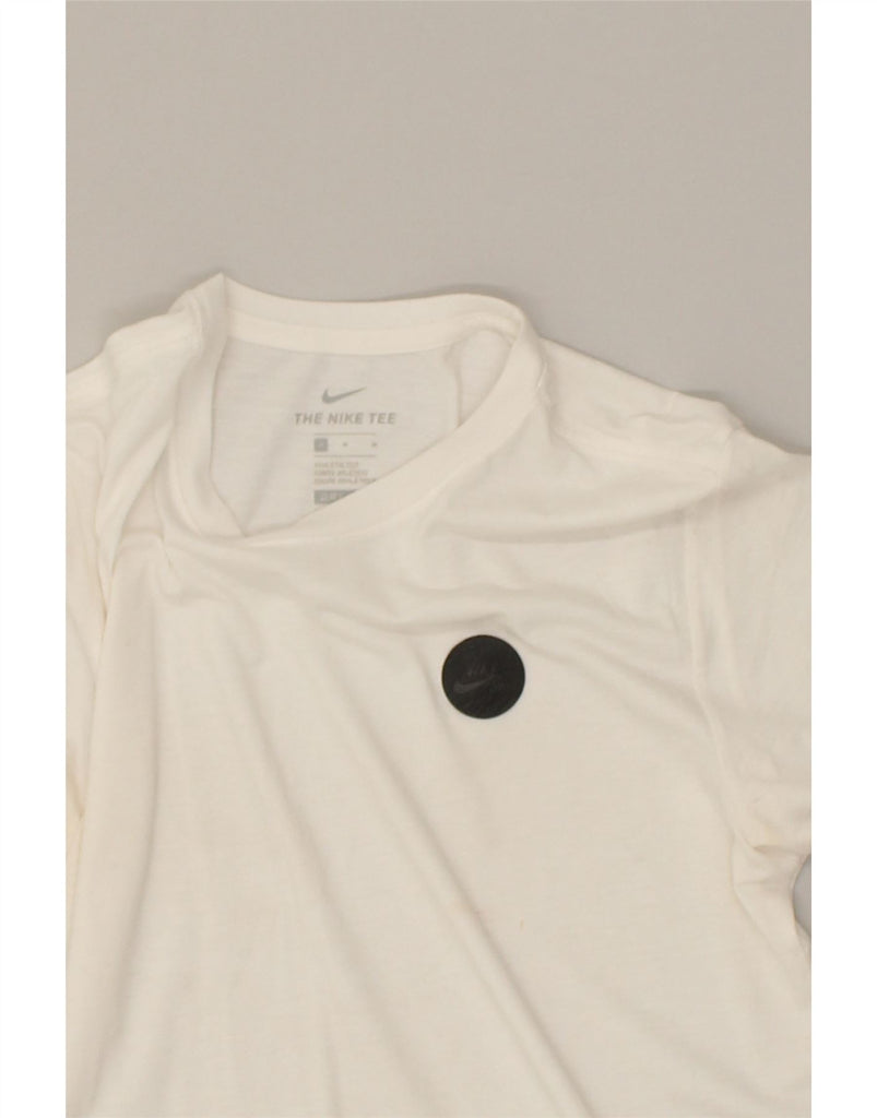 NIKE Womens Dri Fit T-Shirt Top UK 14 Medium White Polyester | Vintage Nike | Thrift | Second-Hand Nike | Used Clothing | Messina Hembry 