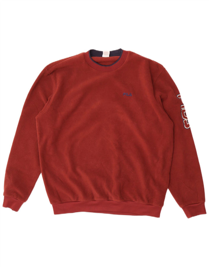 Fila Mens Graphic Fleece Jumper Large Maroon Polyester