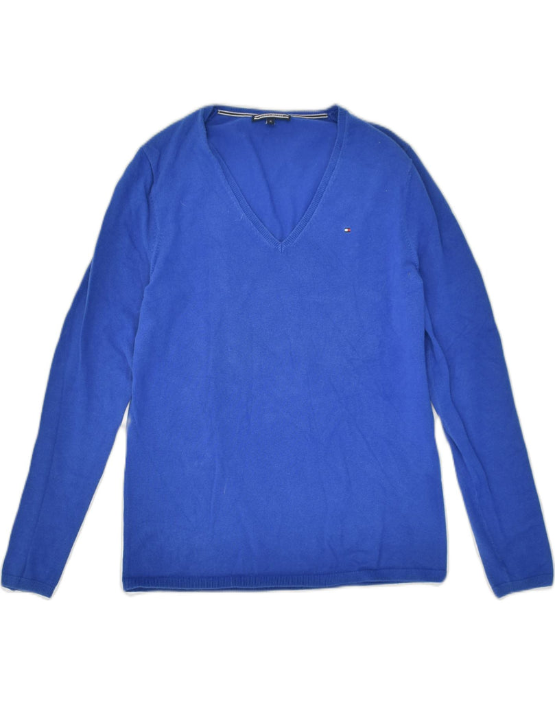 TOMMY HILFIGER Womens Sweatshirt Jumper UK 12 Medium Blue Cotton | Vintage Tommy Hilfiger | Thrift | Second-Hand Tommy Hilfiger | Used Clothing | Messina Hembry 