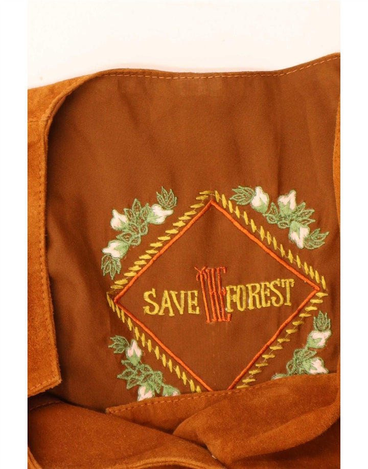 Save The Forest Womens Crop Suede Waistcoat IT 44 Medium Brown