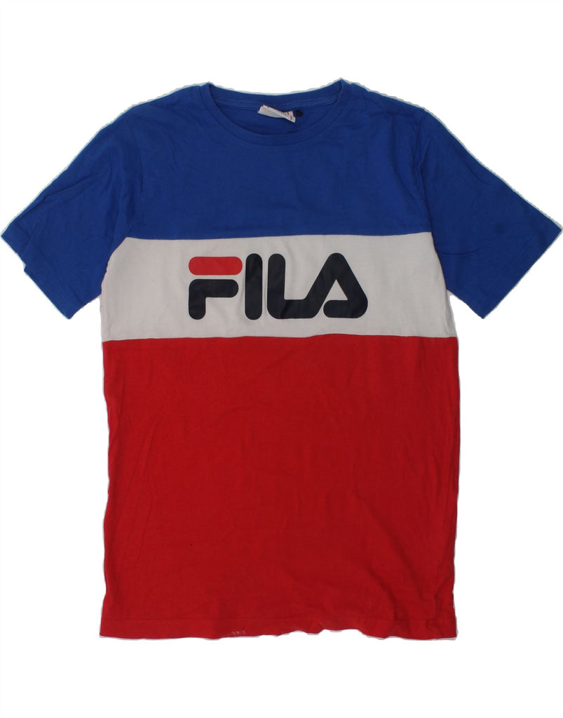 FILA Boys Graphic T-Shirt Top 11-12 Years Multicoloured Colourblock Cotton | Vintage Fila | Thrift | Second-Hand Fila | Used Clothing | Messina Hembry 