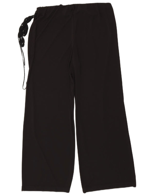 Marks & Spencer Womens Wide Leg Trousers UK 22 3XL W34 L32 Black Polyester