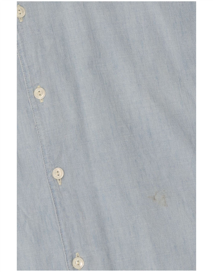 Ralph Lauren Womens Short Sleeve Oversized Shirt US 4 Small Blue Cotton
