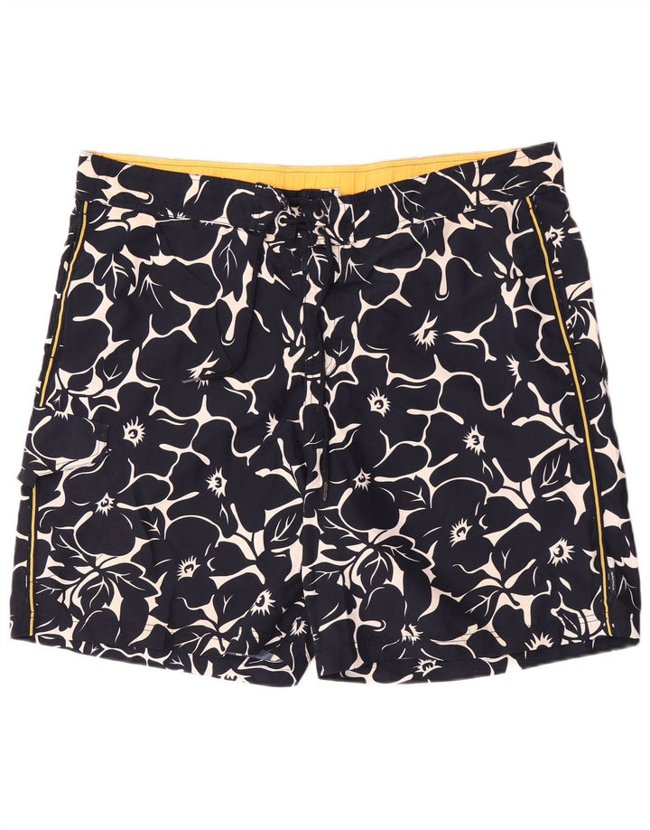 Nautica Mens Swimming Shorts XL Navy Blue Floral Polyester