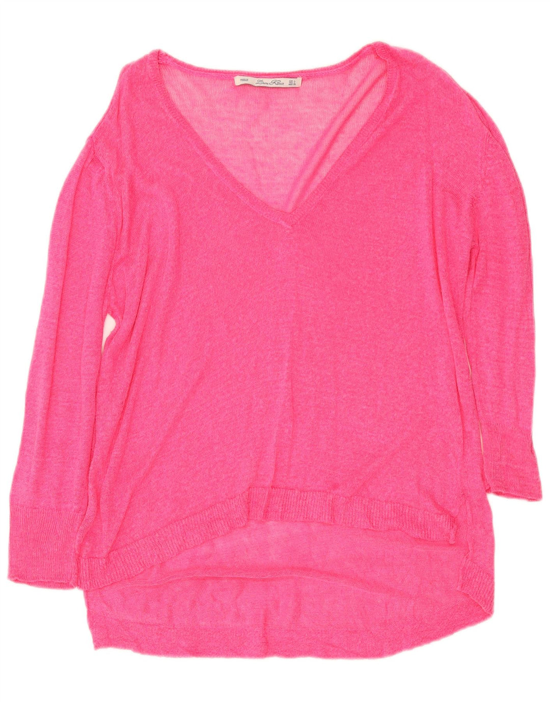 Zara Womens V-Neck Jumper Sweater UK 16 Large Pink